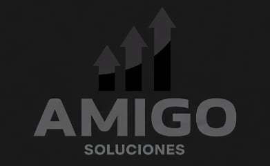 Amigo Soluciones logo with upward trending bar chart icon